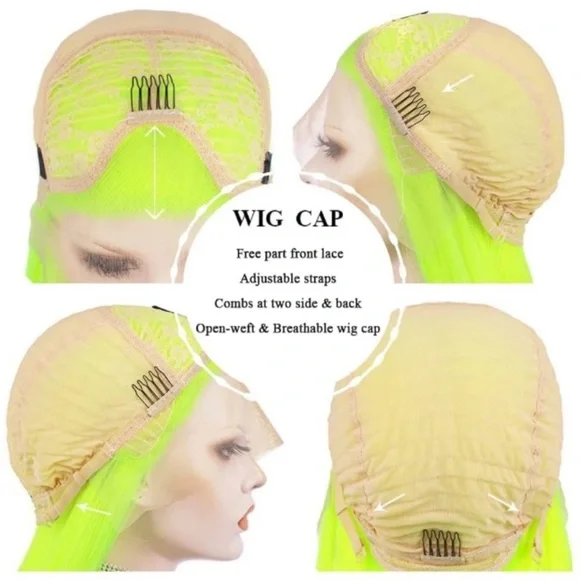 22” Neon Green Straight Lace Front Wig *NEW*